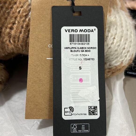 Vero Moda Filippa o-neck Nordic Sweater birch tan NWT size small - Picture 12 of 16